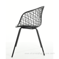 Metal dinning arm chair leather cushion dining chair